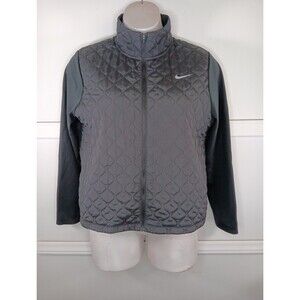 Nike ThermaFit Aerolayer Running Jacket XL Black Full Zip Quilted Thumbholes EUC